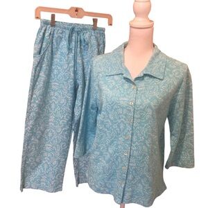 Fresh Produce Turquoise Top & Capri Set Size Small